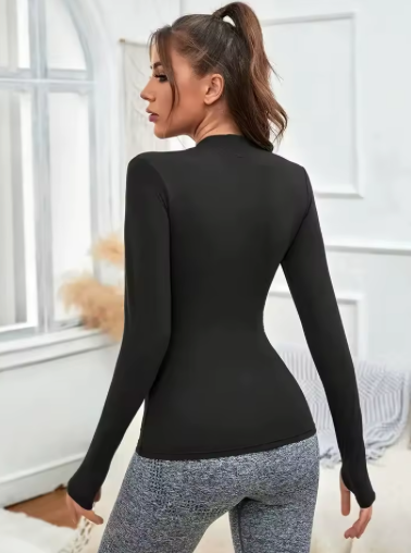 T-Shirt Sport Femme Demi-Zip