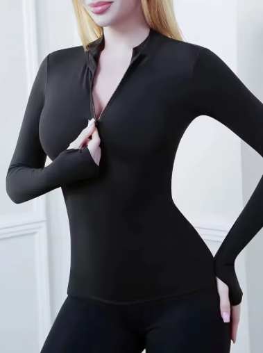 T-Shirt Sport Femme Demi-Zip