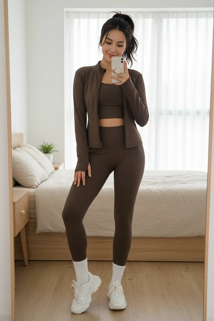 SVEIC Women'S Two Piece Tracksuit Yoga Set Long Sleeve Jacket High Waisted Leggings Breathable Gym Clothes for Women Sportswear
