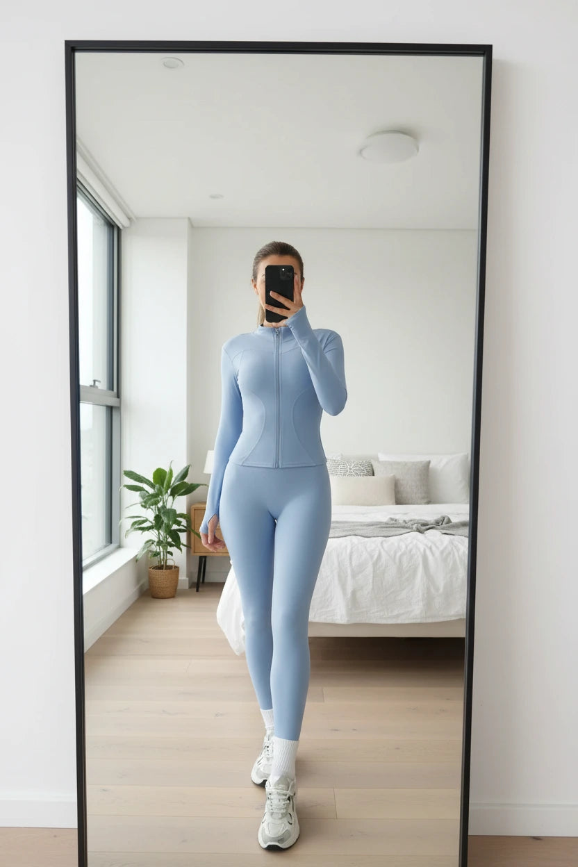 SVEIC Women'S Two Piece Tracksuit Yoga Set Long Sleeve Jacket High Waisted Leggings Breathable Gym Clothes for Women Sportswear