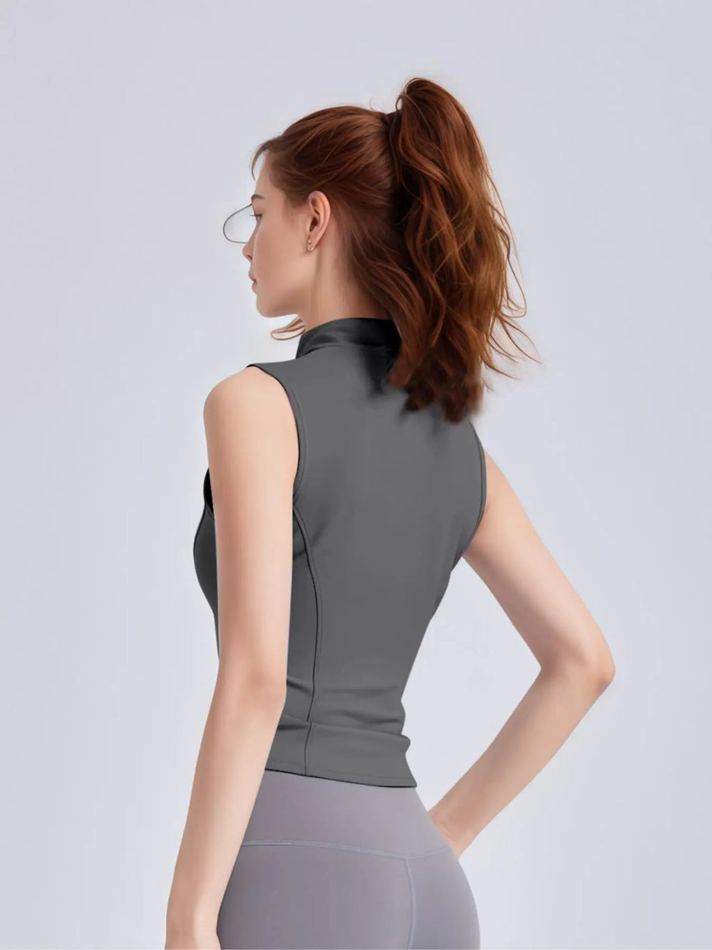 Women'S Solid Thumb Hole Design Sports Jacket, Sporty Zip up Sleeveless Outerwear for Yoga Gym Workout, Ladies Sportswear for Al