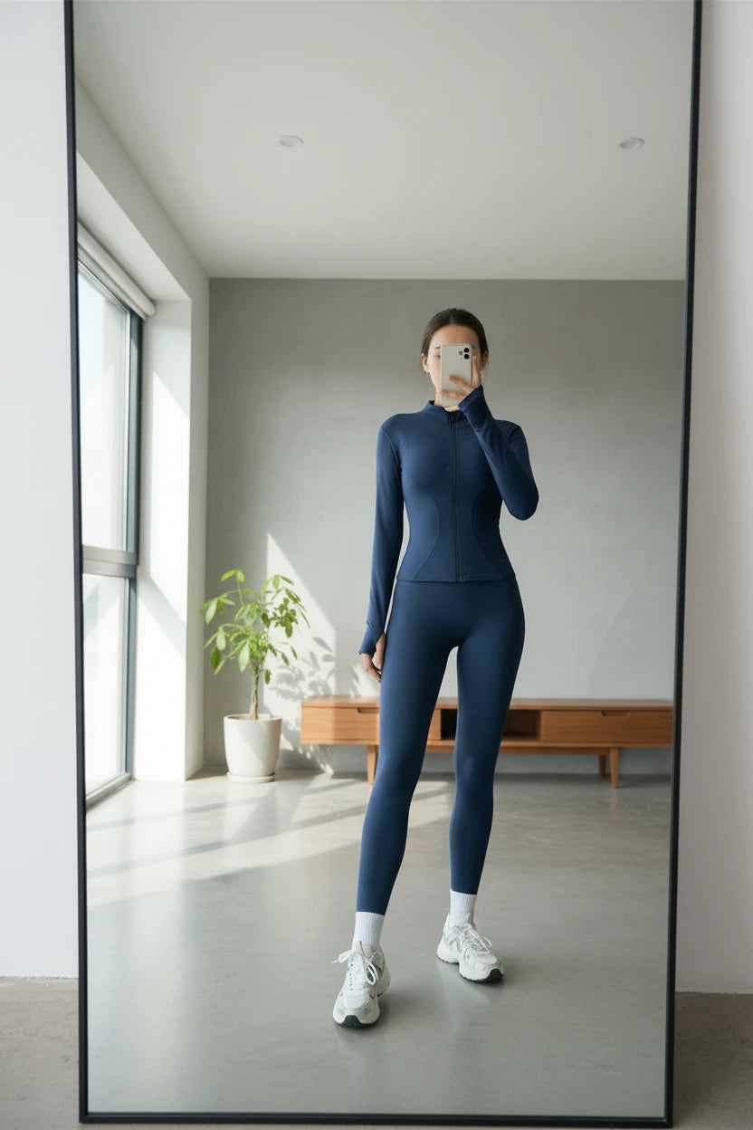 SVEIC Women'S Two Piece Tracksuit Yoga Set Long Sleeve Jacket High Waisted Leggings Breathable Gym Clothes for Women Sportswear